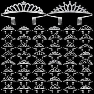 50 Pcs Silver Rhinestone Crowns Bulk for Women Wedding Prom Party Accessory